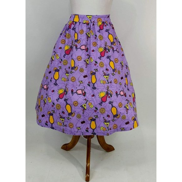 Lindy Bop Purple Summer Cocktails Skirt - Picture 4 of 8